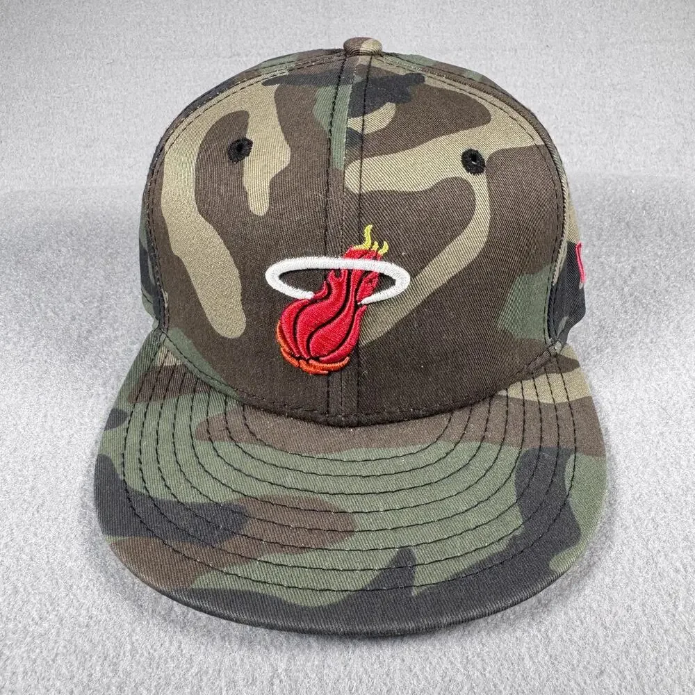 Miami Heat Hat Cap Fitted Mens‎ 6 3/4 Green Camo NBA Basketball 59FIFTY New Era